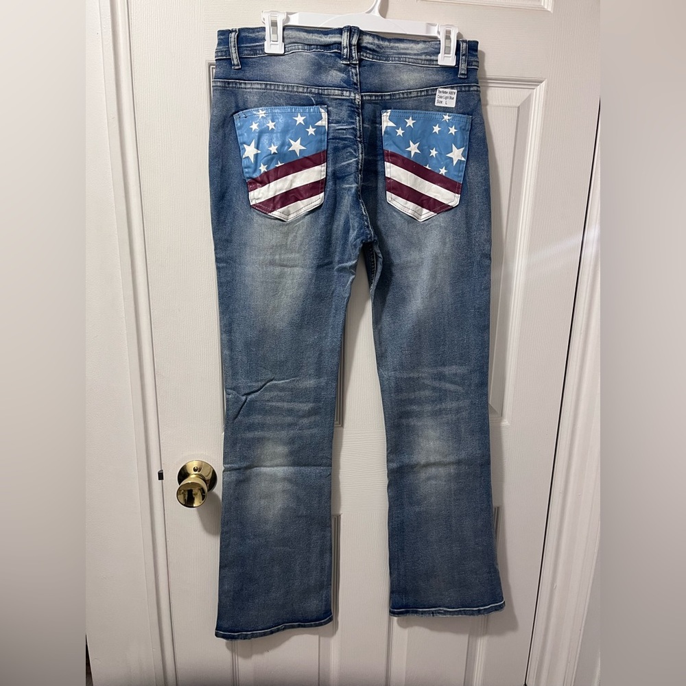 NWT Stretch Jeans Juniors Large/Flag Pockets